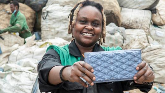 bricks made from plastic waste