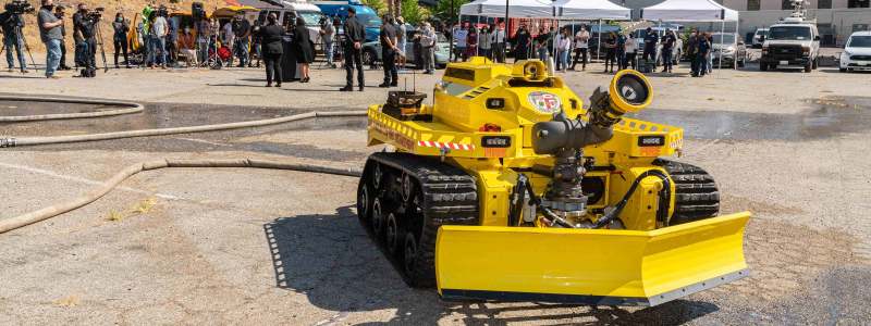 Firefighting robot on its first mission in Los Angeles - CNN Video