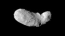 An image of the rubble pile asteroid Itokawa.
