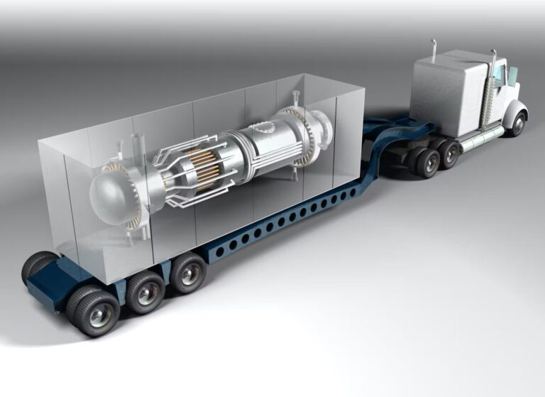 an illustration of a microreactor in a semi-truck