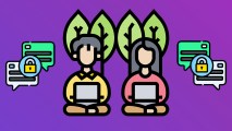 Illustration of two people on laptops