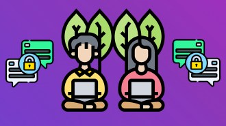 Illustration of two people on laptops