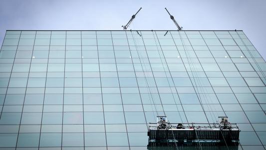 window cleaners on a skyscraper