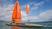 an un-crewed sailing drone at sea