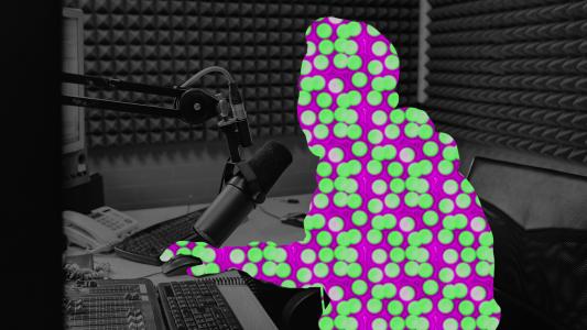 a stylized image of a radio dj