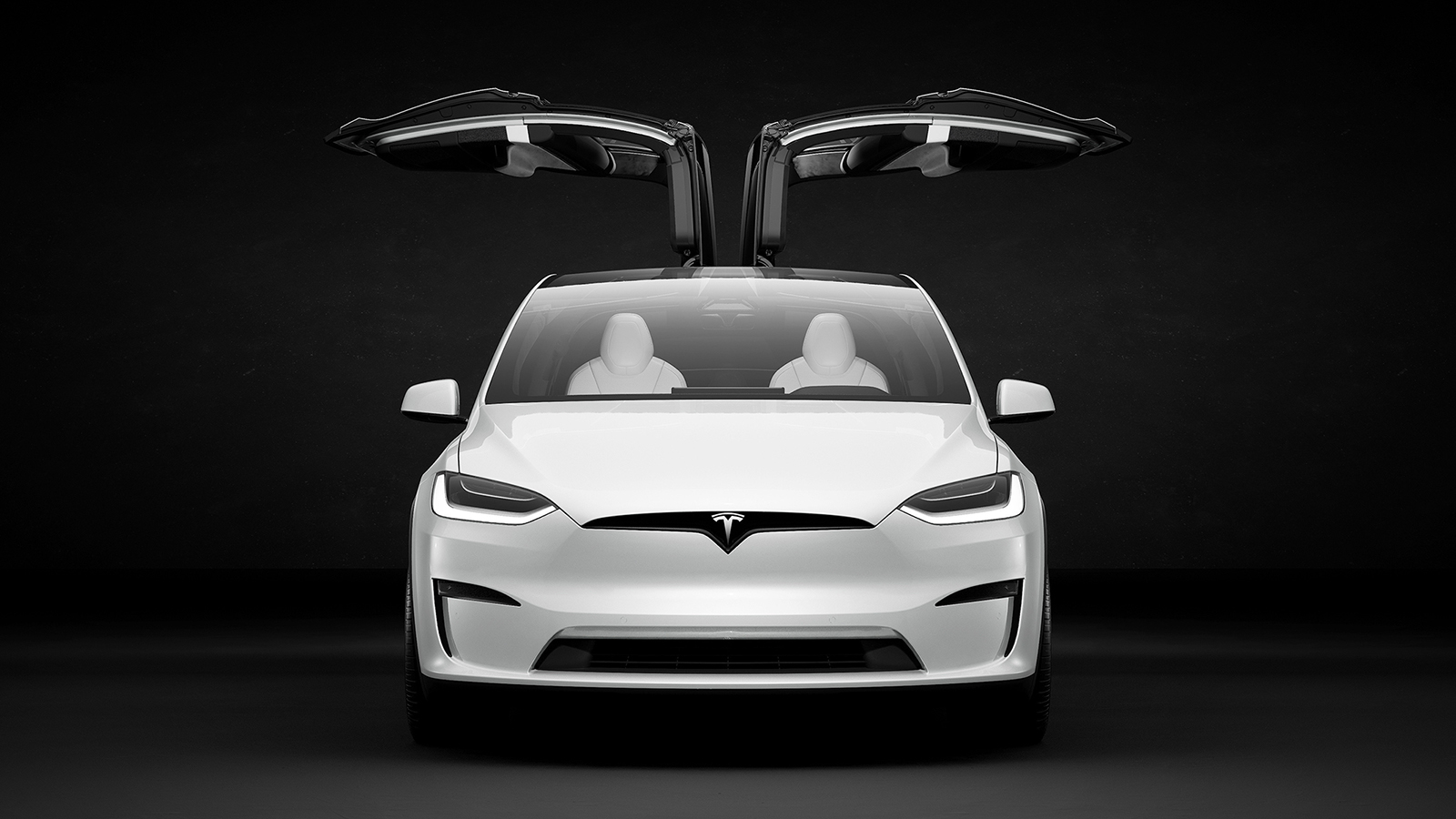 an image of a tesla from the front with its doors open