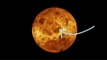 image of Venus with a volcanic region highlighted