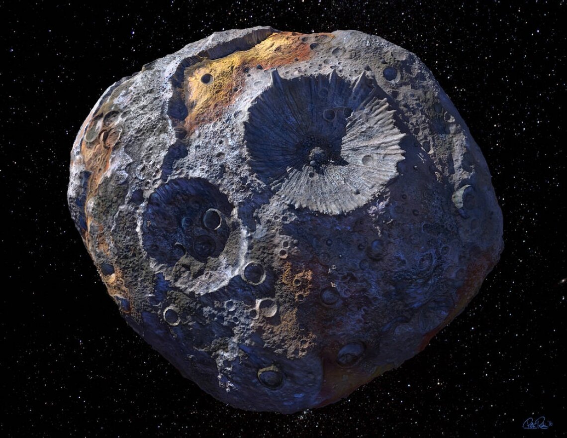 an illustration of an asteroid covered in craters
