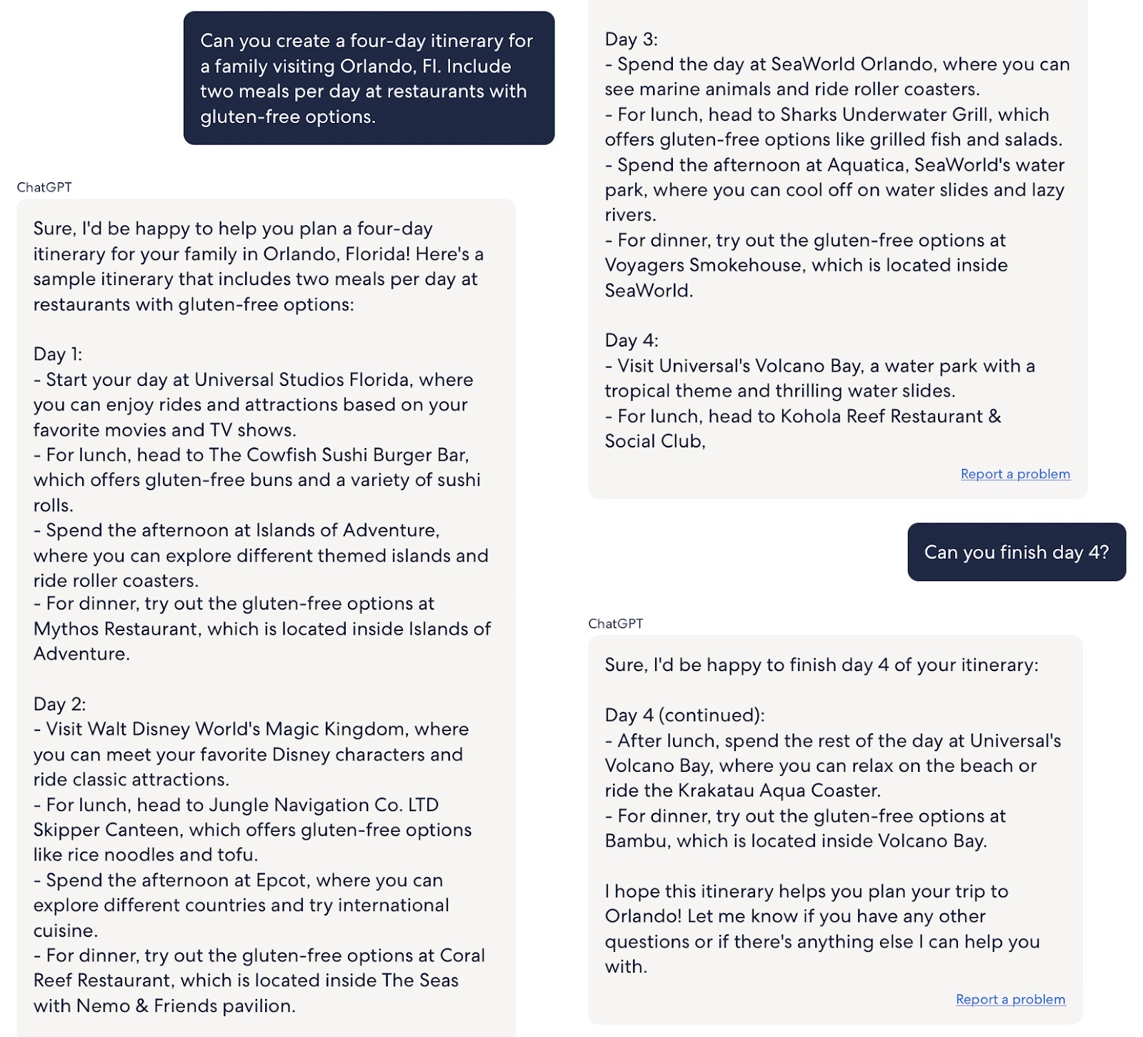 An example of a conversation with ChatGPT in the Expedia app. Credit: Expedia / OpenAI