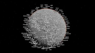 a map of Mars with dozens of locations labeled