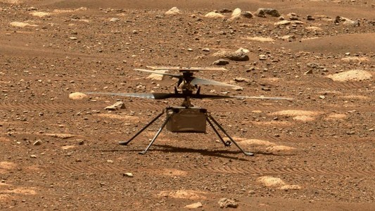 the Ingenuity helicopter on the surface of Mars