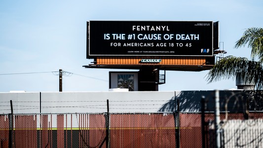 billboard saying fentanyl overdose is a leading killer