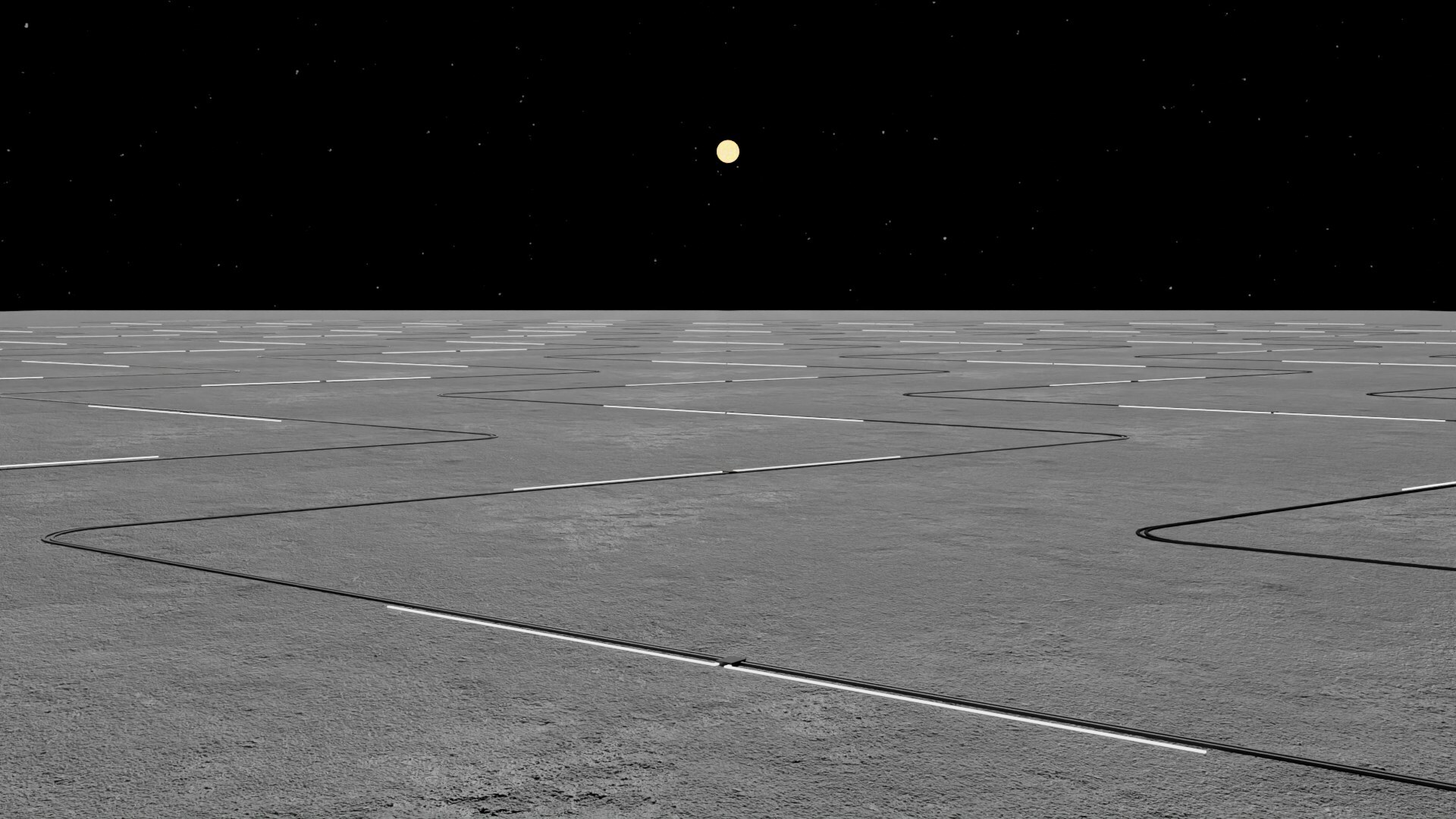 A concept image of the FarView Observatory's antenna spread across the moon's surface