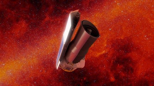 an artist illustration of the spitzer space telescope