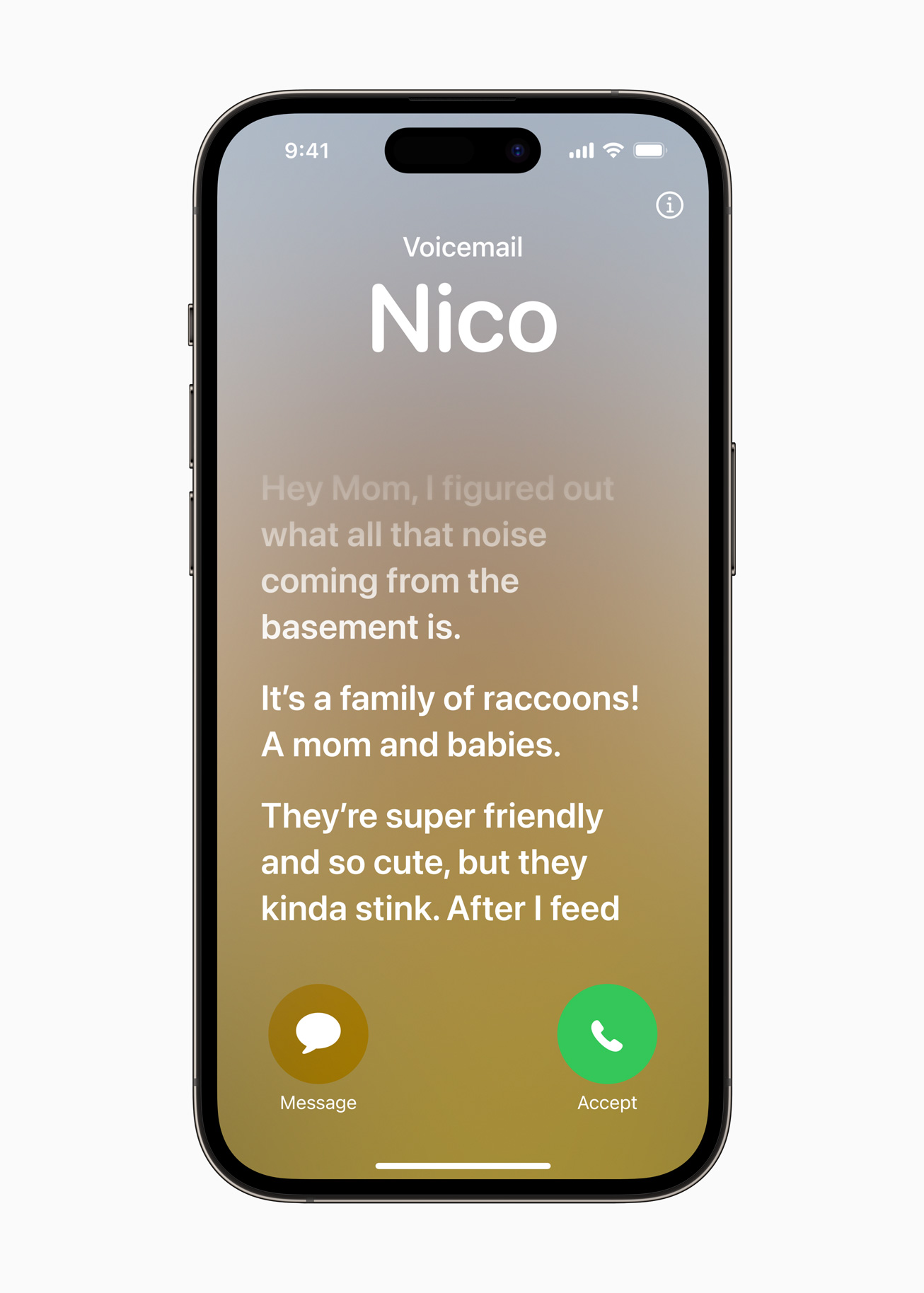 an image of an iPhone with the text of a voicemail displayed on the screen