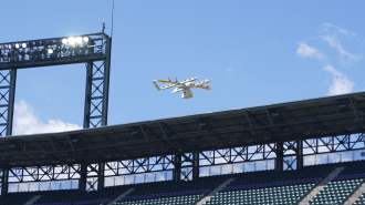 a drone over the baseball diamond