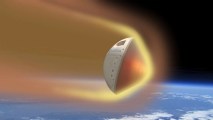 an illustration of a capsule reentering Earth's atmosphere