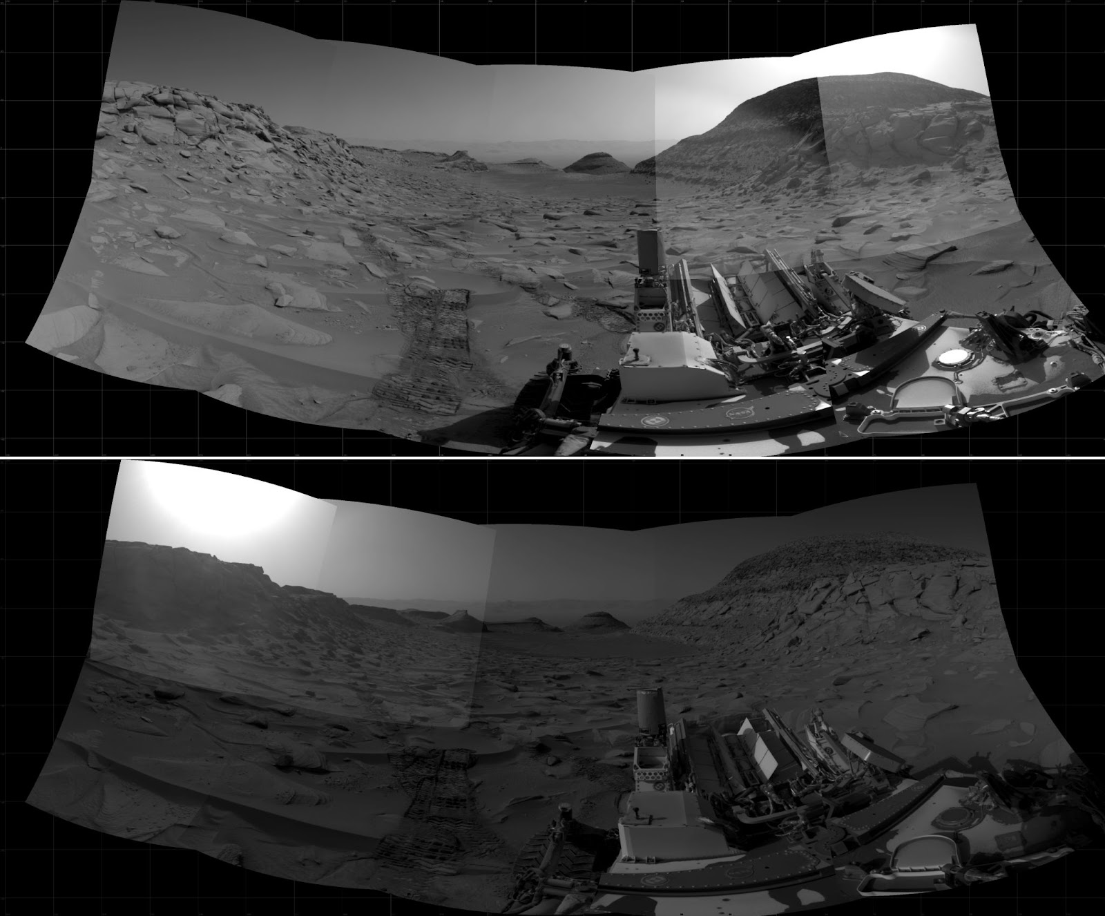 Imágenes compuestas de la superficie de Marte en blanco y negro