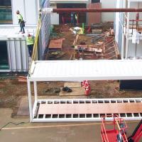 an aerial view of a building under construction.