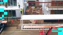 an aerial view of a building under construction.
