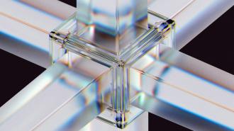 An image of a cross made of glass.