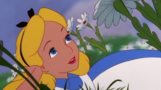 Alice in Wonderland, a whimsical journey through a mind-altering DMT-induced wonderland.