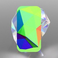 A 3d rendering of a colorful triangular shape.