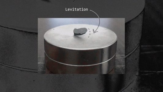 A picture of a metal container with the word levitation on it.
