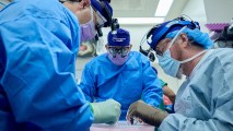 Surgeons operating on a patient