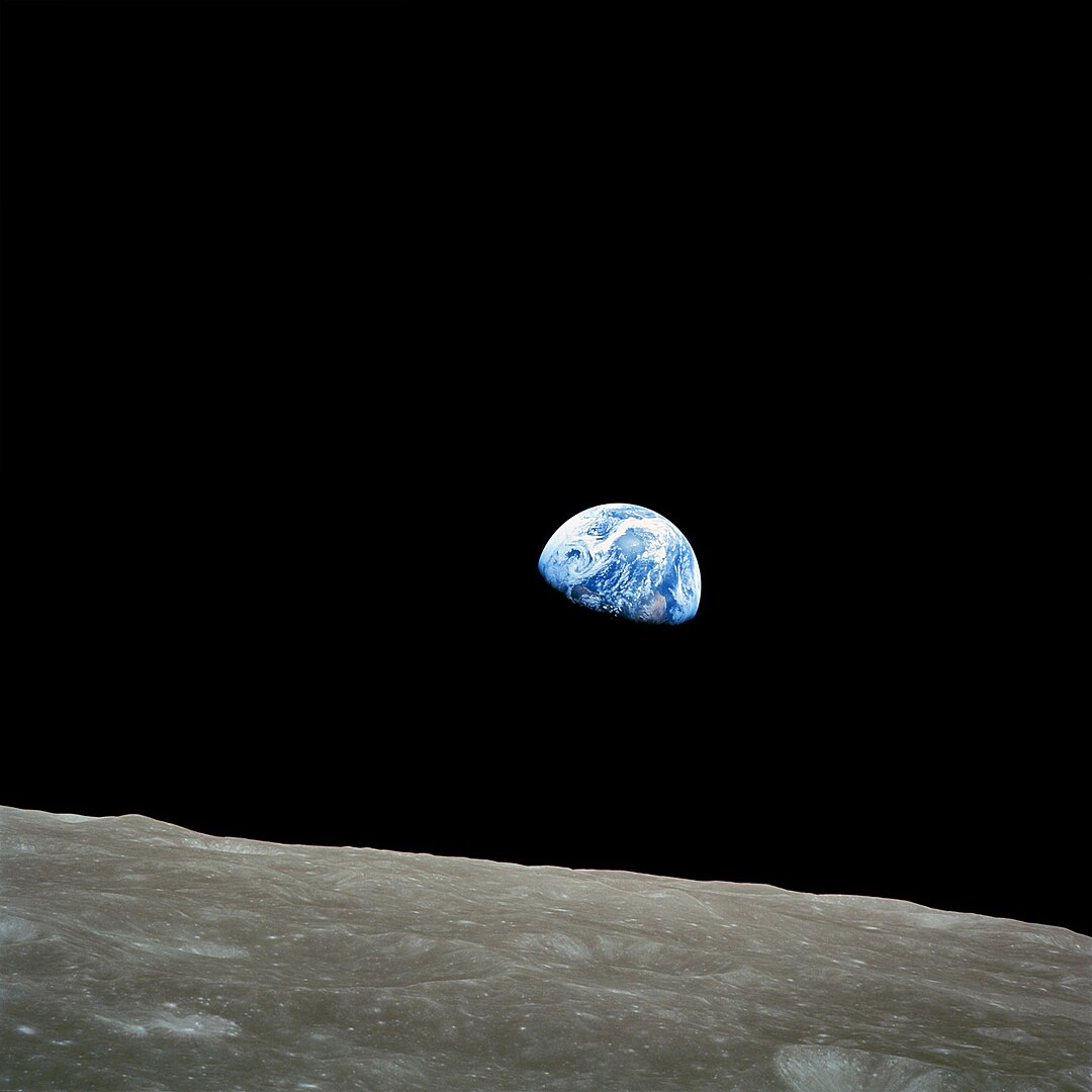 Apollo 11 - earth rising over the moon.