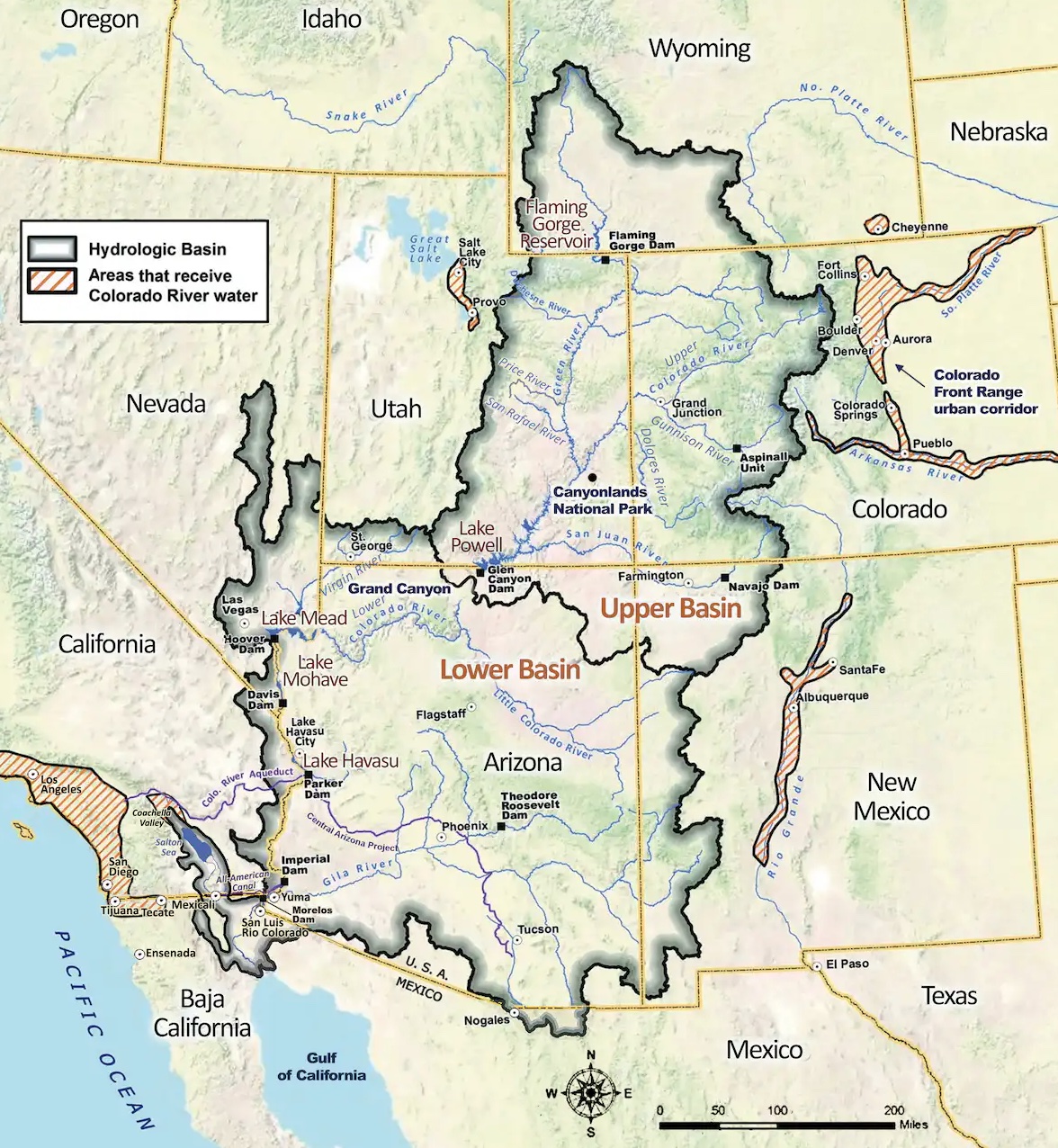 A map illustrating drought solutions in the Utah river basin.