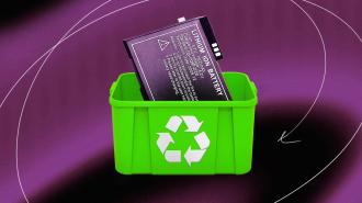 A recycle bin with a Lithium-ion battery.