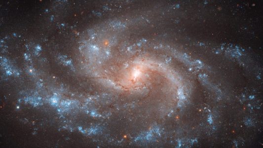 An image of a spiral galaxy taken by the Hubble telescope.