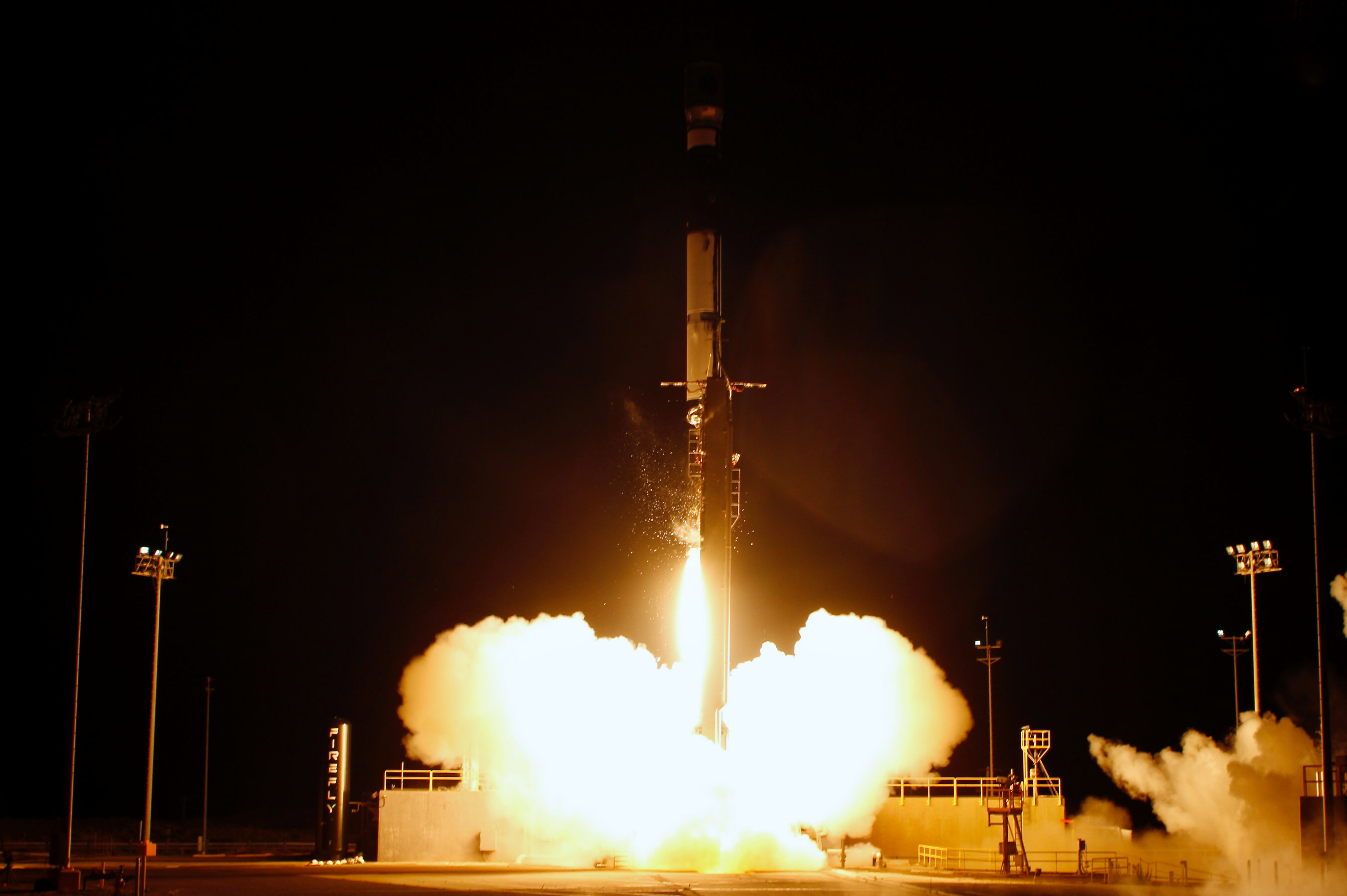 A rocket that emits smoke during a space launch.