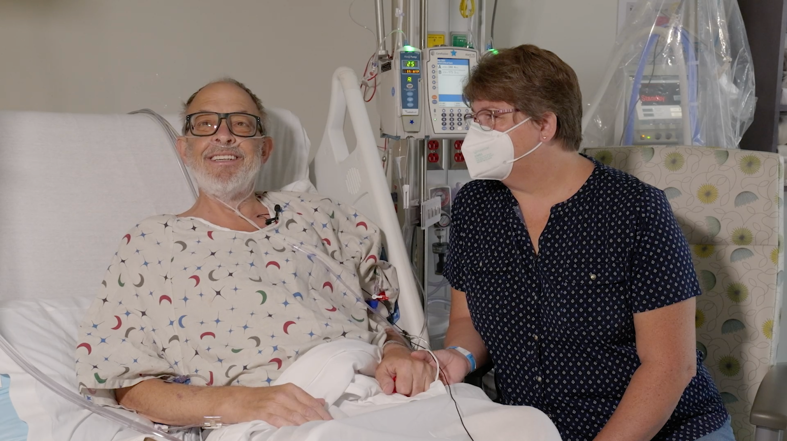 Lawrence Faucette and his wife Ann in the hospital several days before the surgery