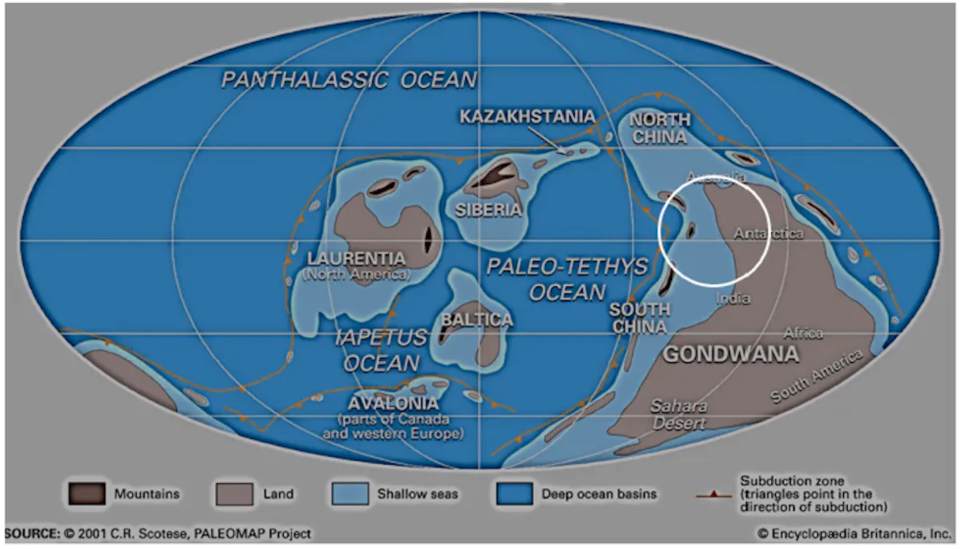 A map showing the location of the pacific ocean.