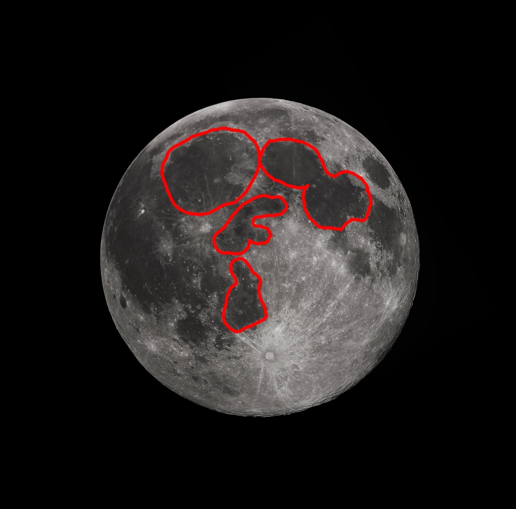 A Chandrayaan-3 spacecraft draws a red circle on the moon.