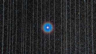 An image of a blue star in the sky.