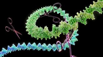 3D rendering of a DNA strand being cut