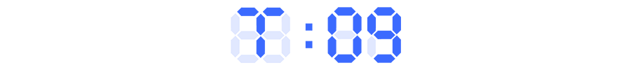 T:09 written in the style of a digital clock