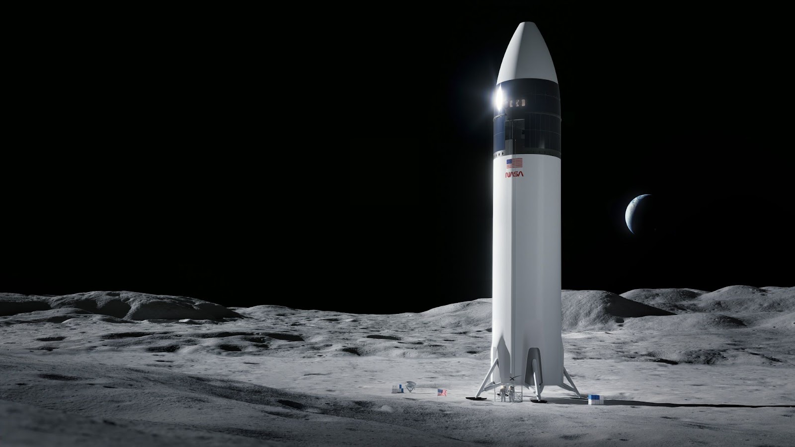 An artist's rendering of SpaceX's human landing system on the moon
