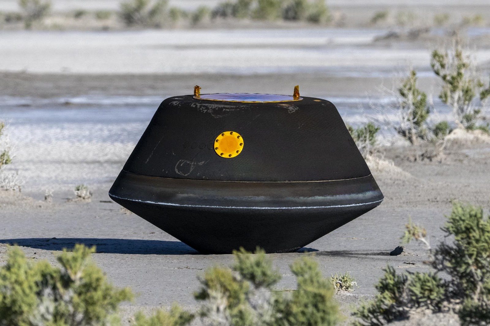 The OSIRIS-REx capsule containing a sample of the asteroid Bennu.