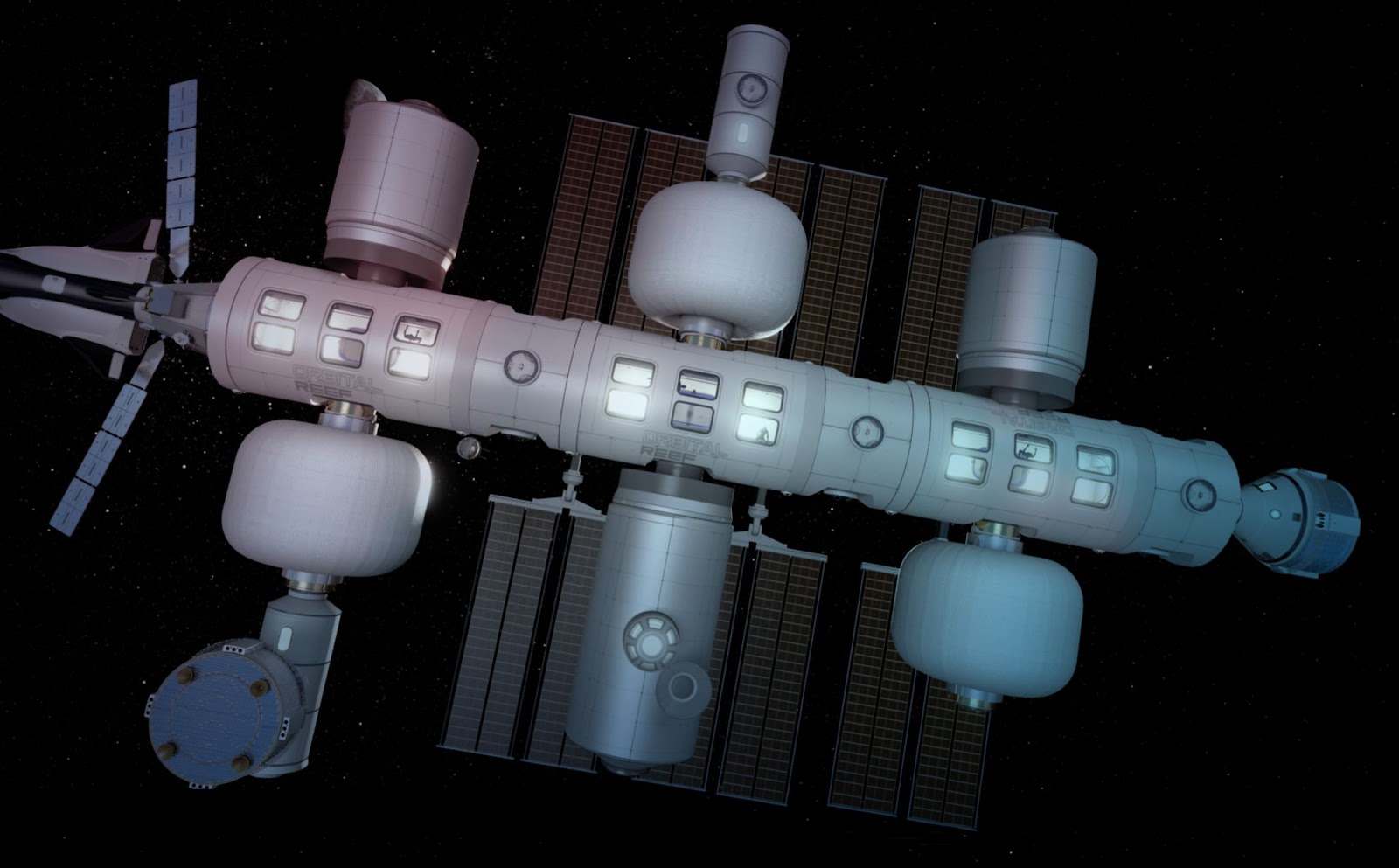 A rendering of Blue Origin's Orbital Reef space station