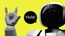A robot designed to earn trust with the word "hola" in front of it.