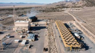 Aerial view of a geothermal power plant