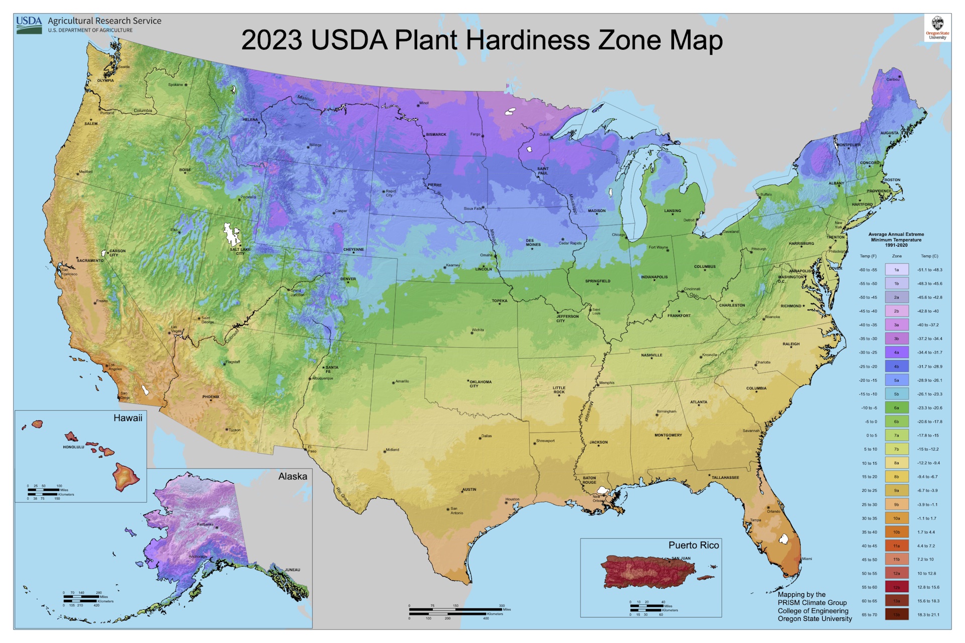 2023 usda plant hardiness zone map of the united states.