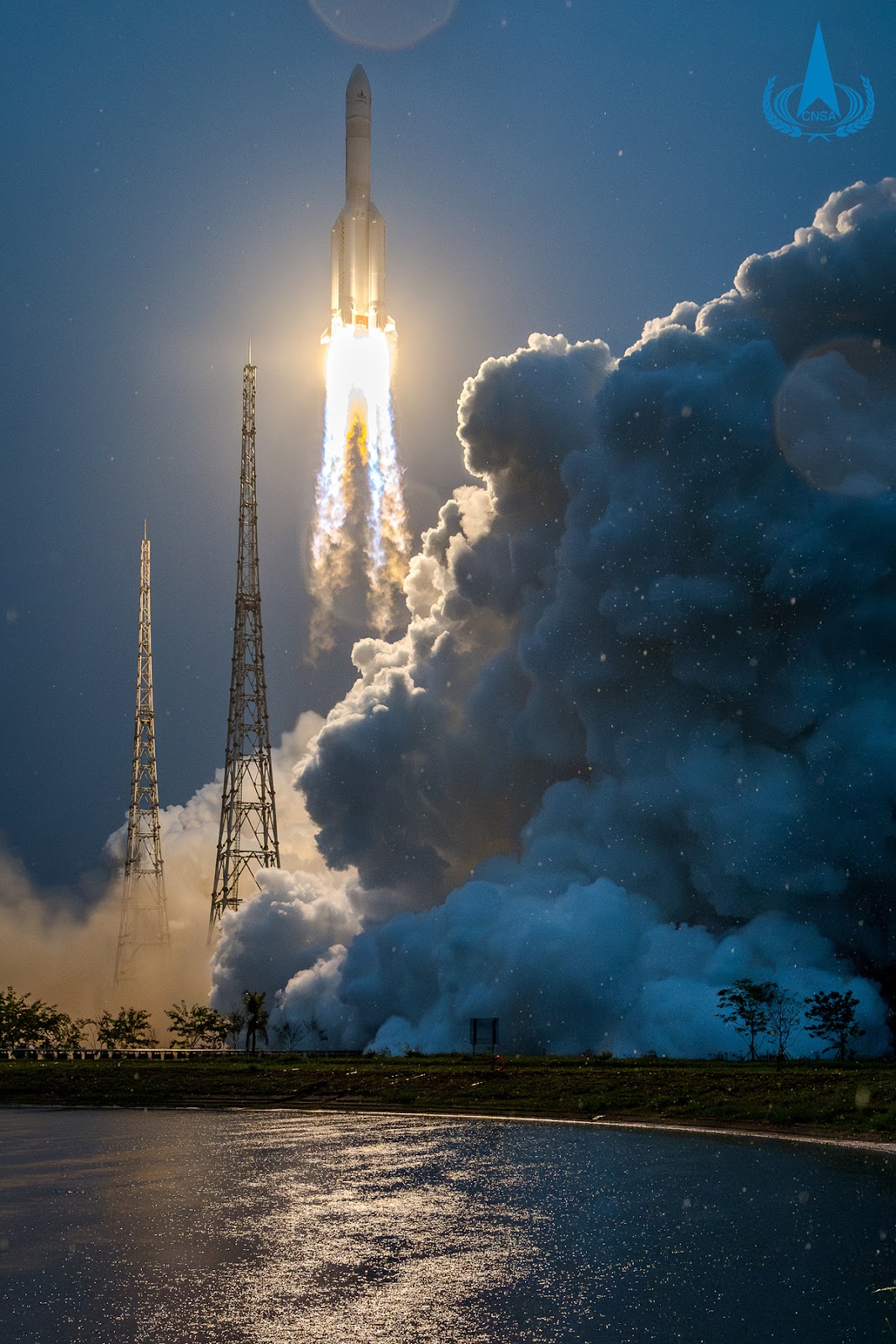 a rocket launching into space