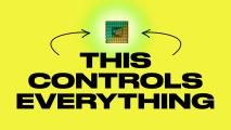 A microchip with arrows pointing to it. Text below reads, "This Controls Everything" on a yellow background.